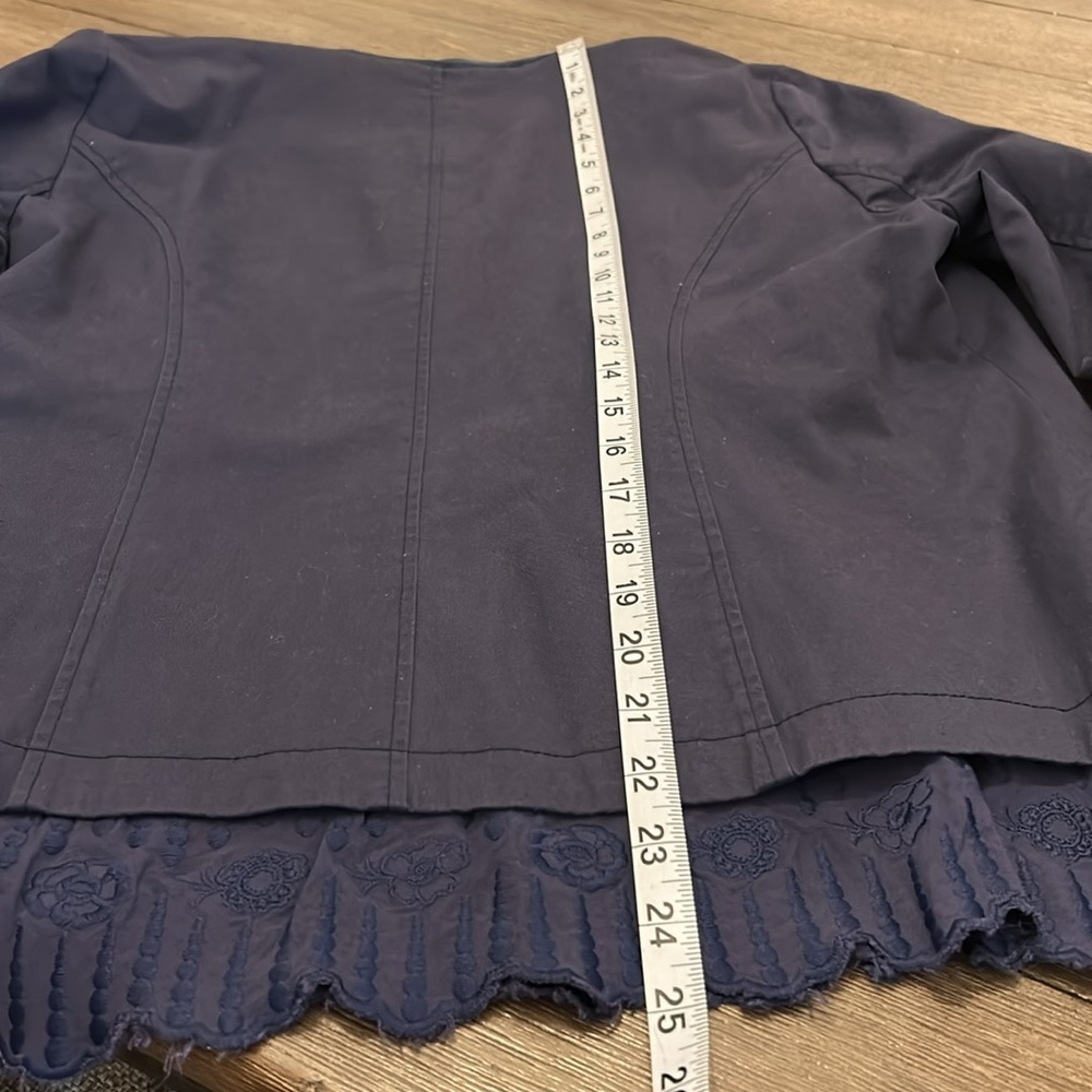Sundance Navy Blazer with Ruffle Trim military style ladies size small S GUC - Picture 16 of 16